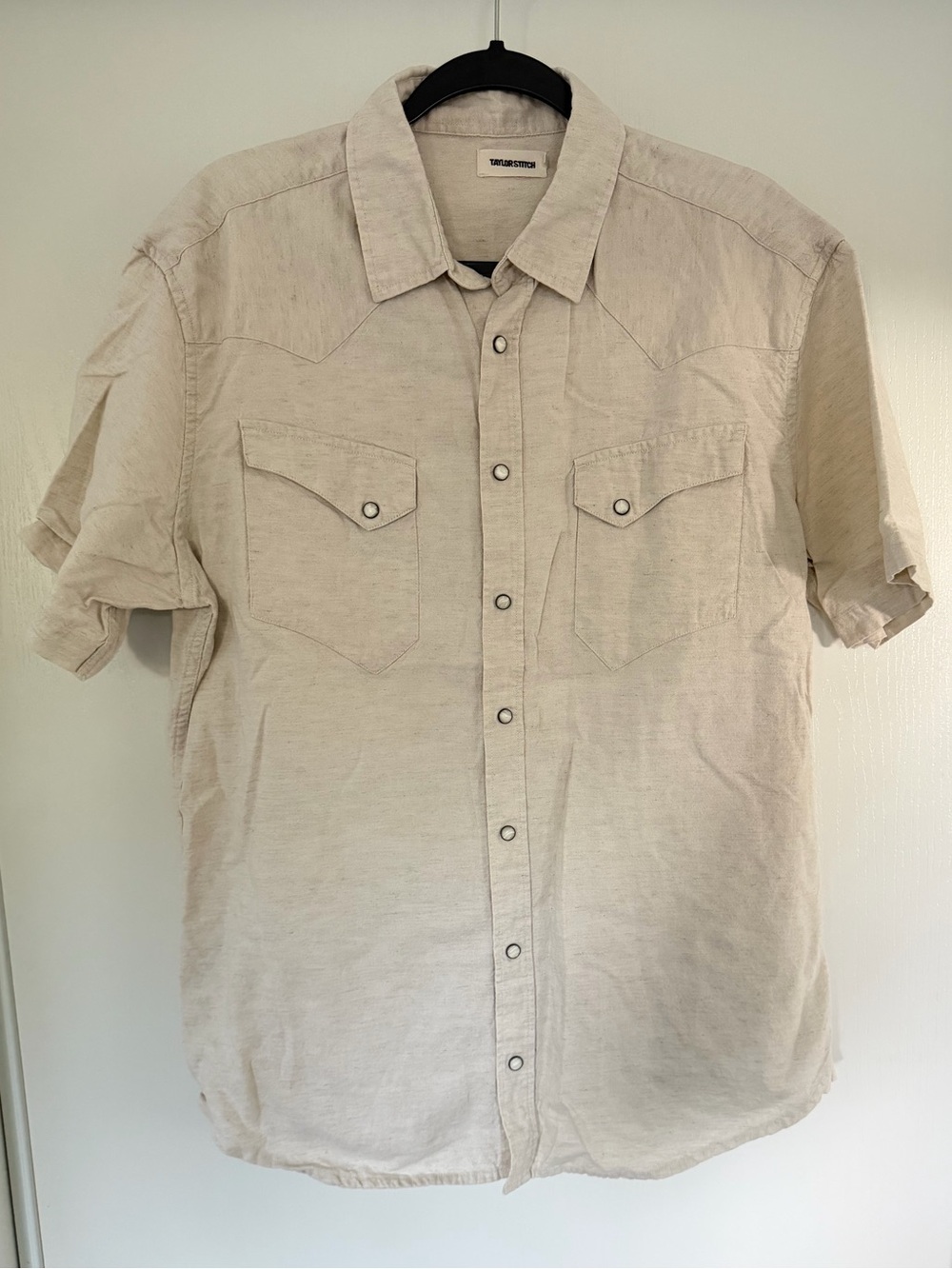 Taylor Stitch Light Beige Short-Sleeve Button-Down Shirt